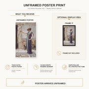 John William Godward - A Pompeian Lady poster print size comparison and framing display infographic