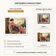 John William Godward - An Amateur canvas print size comparison and framing display infographic