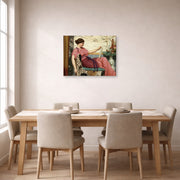 Gallery-wrapped canvas print of John William Godward's An Amateur displayed on a wall in a dining room