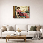 Gallery-wrapped canvas print of John William Godward's An Amateur displayed on a wall in a living room