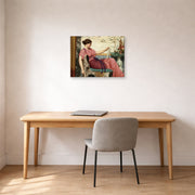 Gallery-wrapped canvas print of John William Godward's An Amateur displayed on a wall in an office
