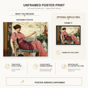 John William Godward - An Amateur poster print size comparison and framing display infographic