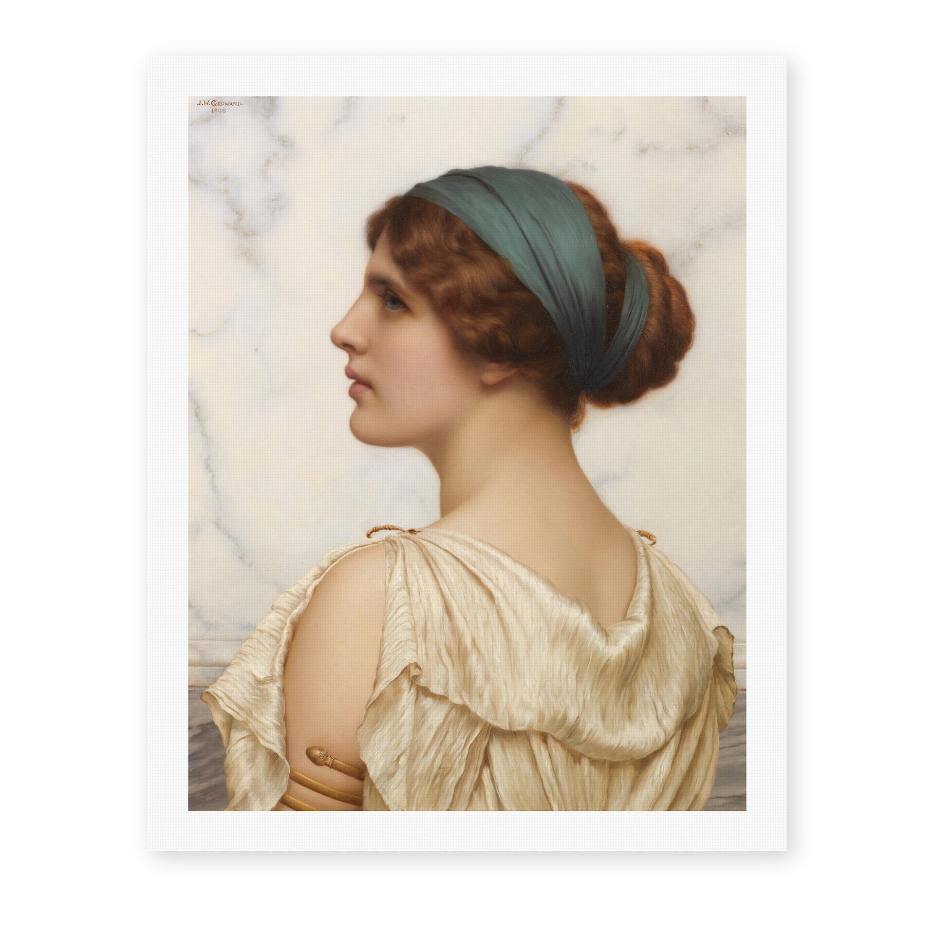 John William Godward's 'Atalanta' painting reproduced as a rolled canvas print