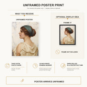 John William Godward - Atalanta poster print size comparison and framing display infographic