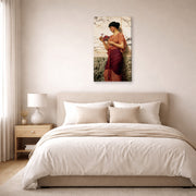 Gallery-wrapped canvas print of John William Godward's Crytilla displayed on a wall in a bedroom