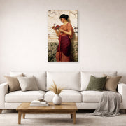 Gallery-wrapped canvas print of John William Godward's Crytilla displayed on a wall in a living room