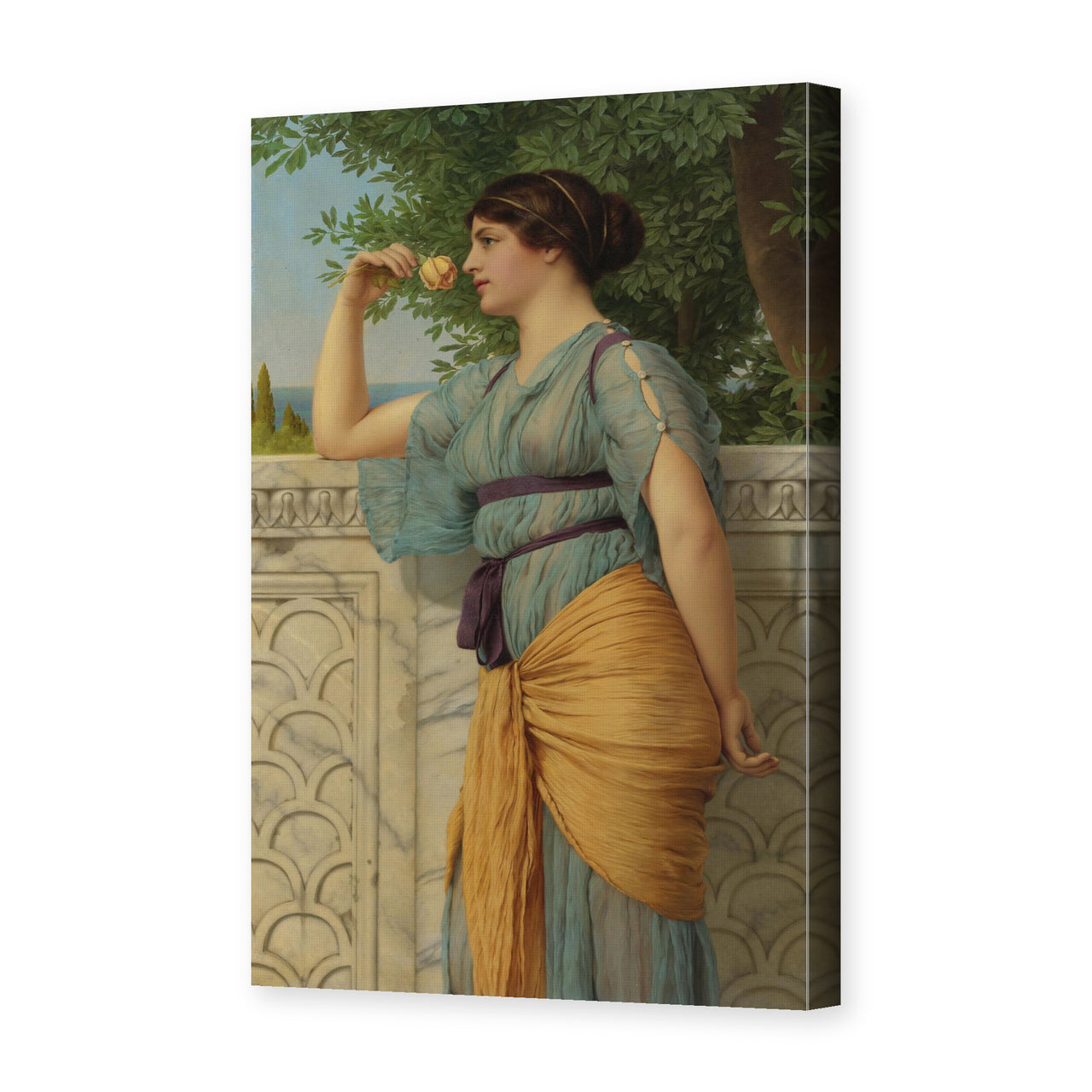 John William Godward's 'Memories' painting reproduced as a gallery-wrapped canvas print