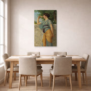 Gallery-wrapped canvas print of John William Godward's Memories displayed on a wall in a dining room