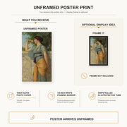 John William Godward - Memories poster print size comparison and framing display infographic