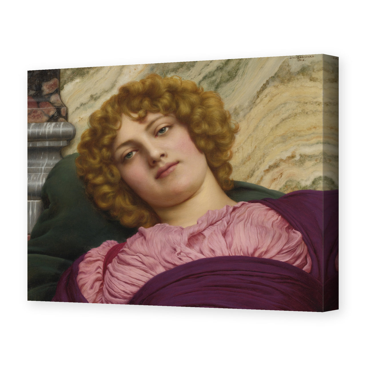 John William Godward's 'Myrhinna' painting reproduced as a gallery-wrapped canvas print