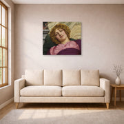 Gallery-wrapped canvas print of John William Godward's Myrhinna displayed on a wall in a living room