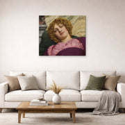 Gallery-wrapped canvas print of John William Godward's Myrhinna displayed on a wall in a living room