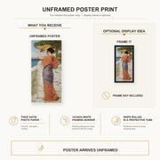 John William Godward - On The Balcony poster print size comparison and framing display infographic