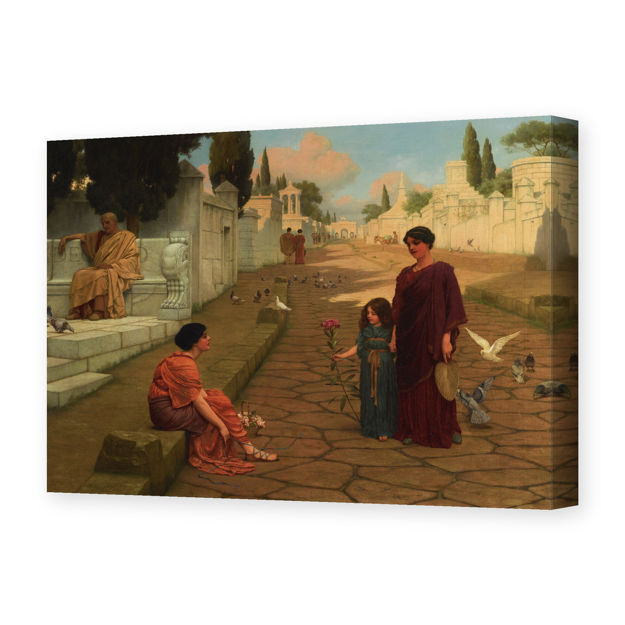 John William Godward's 'Outside The Gate Of Pompeii' painting reproduced as a gallery-wrapped canvas print