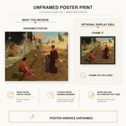 John William Godward - Outside The Gate Of Pompeii poster print size comparison and framing display infographic