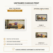 John William Godward - The Day Dream canvas print size comparison and framing display infographic