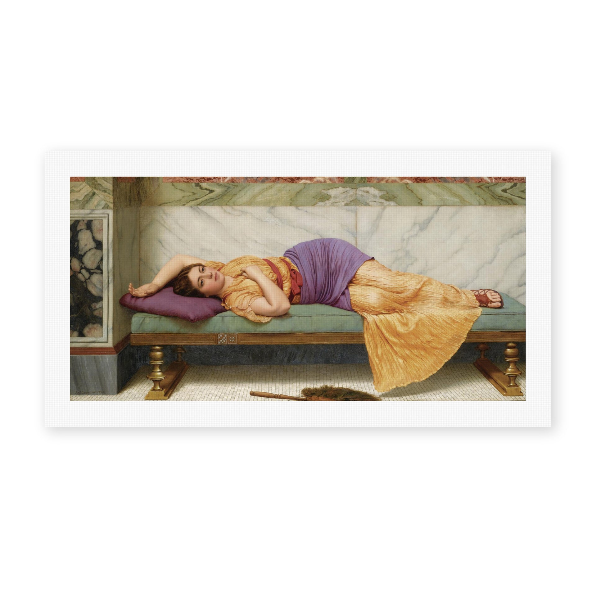 John William Godward's 'The Day Dream' painting reproduced as a rolled canvas print