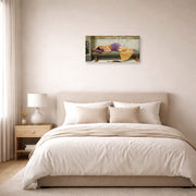 Gallery-wrapped canvas print of John William Godward's The Day Dream displayed on a wall in a bedroom