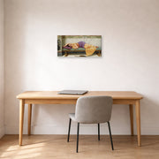 Gallery-wrapped canvas print of John William Godward's The Day Dream displayed on a wall in an office
