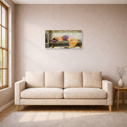 Unframed poster print of John William Godward's The Day Dream displayed on a wall in a living room