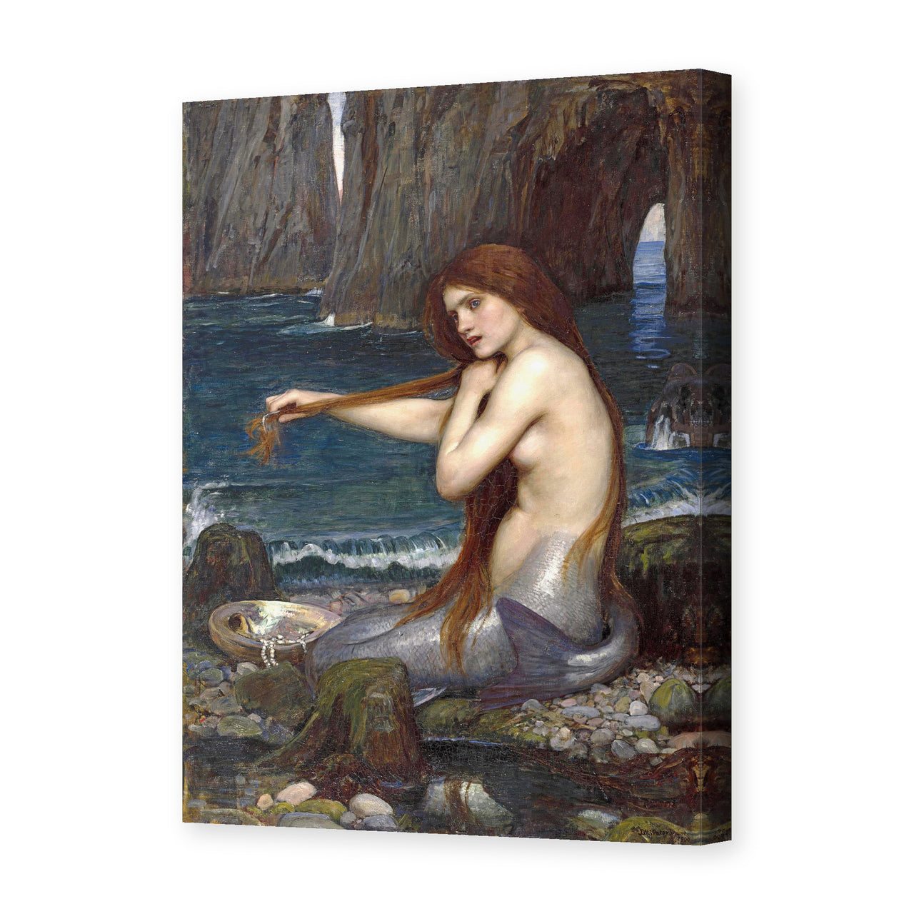 John William Waterhouse's 'A Mermaid' painting reproduced as a gallery-wrapped canvas print