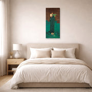 Gallery-wrapped canvas print of John William Waterhouse's Circe Invidiosa displayed on a wall in a bedroom