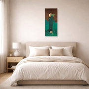 Unframed poster print of John William Waterhouse's Circe Invidiosa displayed on a wall in a bedroom