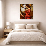 Gallery-wrapped canvas print of John William Waterhouse's Destiny displayed on a wall in a bedroom