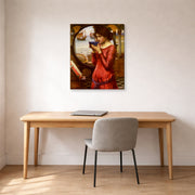 Gallery-wrapped canvas print of John William Waterhouse's Destiny displayed on a wall in a office
