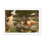 John William Waterhouse's 'Echo and Narcissus' painting reproduced as a rolled canvas print