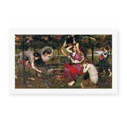 John William Waterhouse's 'Flora and the Zephyrs' painting reproduced as a rolled canvas print