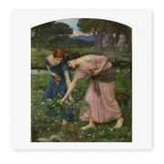 John William Waterhouse's 'Gather Ye Rosebuds While Ye May' painting reproduced as a rolled canvas print
