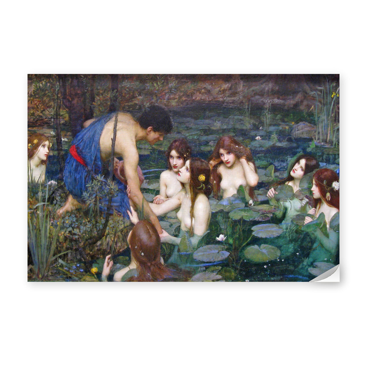 John William Waterhouse's 'Hylas and the Nymphs' painting reproduced as a poster print