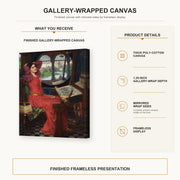 John William Waterhouse - I am Half Sick of Shadows gallery wrap canvas construction and hanging details infographic