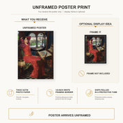 John William Waterhouse - I am Half Sick of Shadows poster print size comparison and framing display infographic