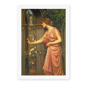 John William Waterhouse's 'Psyche Entering Cupids Garden' painting reproduced as a rolled canvas print