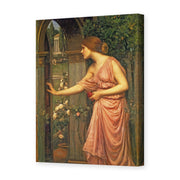 John William Waterhouse's 'Psyche Entering Cupids Garden' painting reproduced as a gallery-wrapped canvas print