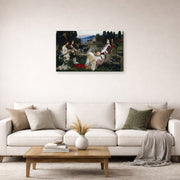 Gallery-wrapped canvas print of John William Waterhouse's Saint Cecilia displayed on a wall in a living room