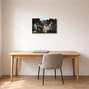 Gallery-wrapped canvas print of John William Waterhouse's Saint Cecilia displayed on a wall in a office