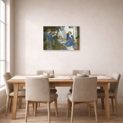 Gallery-wrapped canvas print of John William Waterhouse's The Annunciation displayed on a wall in a dining room