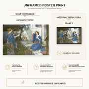 John William Waterhouse - The Annunciation poster print size comparison and framing display infographic