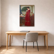 Gallery-wrapped canvas print of John William Waterhouse's The Crystal Ball displayed on a wall in a office