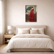 Unframed poster print of John William Waterhouse's The Crystal Ball displayed on a wall in a bedroom