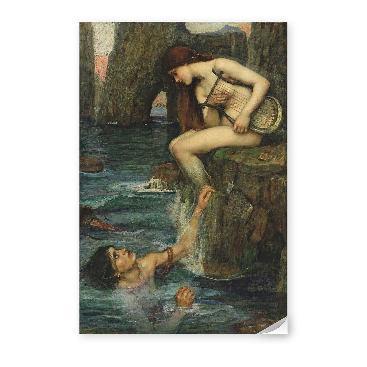 John William Waterhouse's 'The Siren' painting reproduced as a poster print
