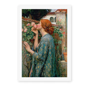 John William Waterhouse's 'The Soul of the Rose' painting reproduced as a rolled canvas print