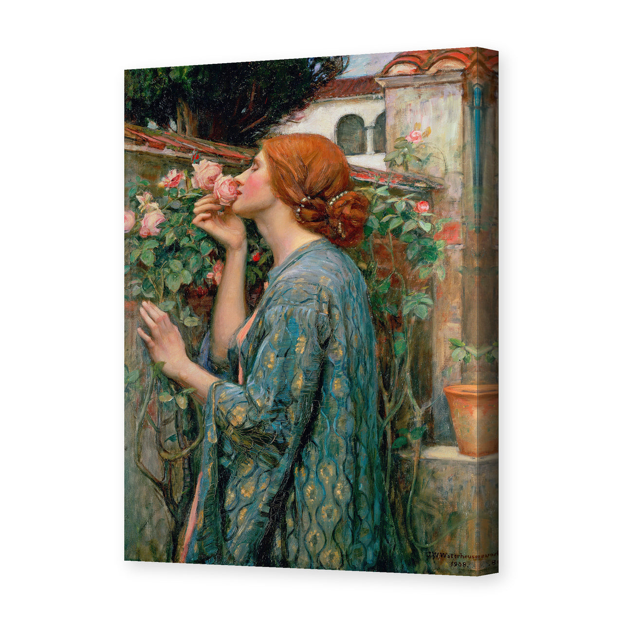 John William Waterhouse's 'The Soul of the Rose' painting reproduced as a gallery-wrapped canvas print