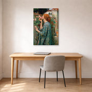 Gallery-wrapped canvas print of John William Waterhouse's The Soul of the Rose displayed on a wall in a office