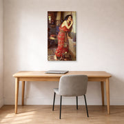 Gallery-wrapped canvas print of John William Waterhouse's Thisbe displayed on a wall in a office