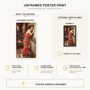 John William Waterhouse - Thisbe poster print size comparison and framing display infographic