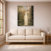 Gallery-wrapped canvas print of John William Waterhouse's Undine displayed on a wall in a living room